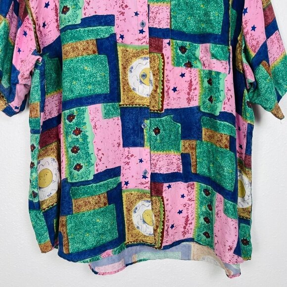 Mens Vintage Stunt Collections Boho Silk Top Size 24 XL/XXL - Picture 6 of 10